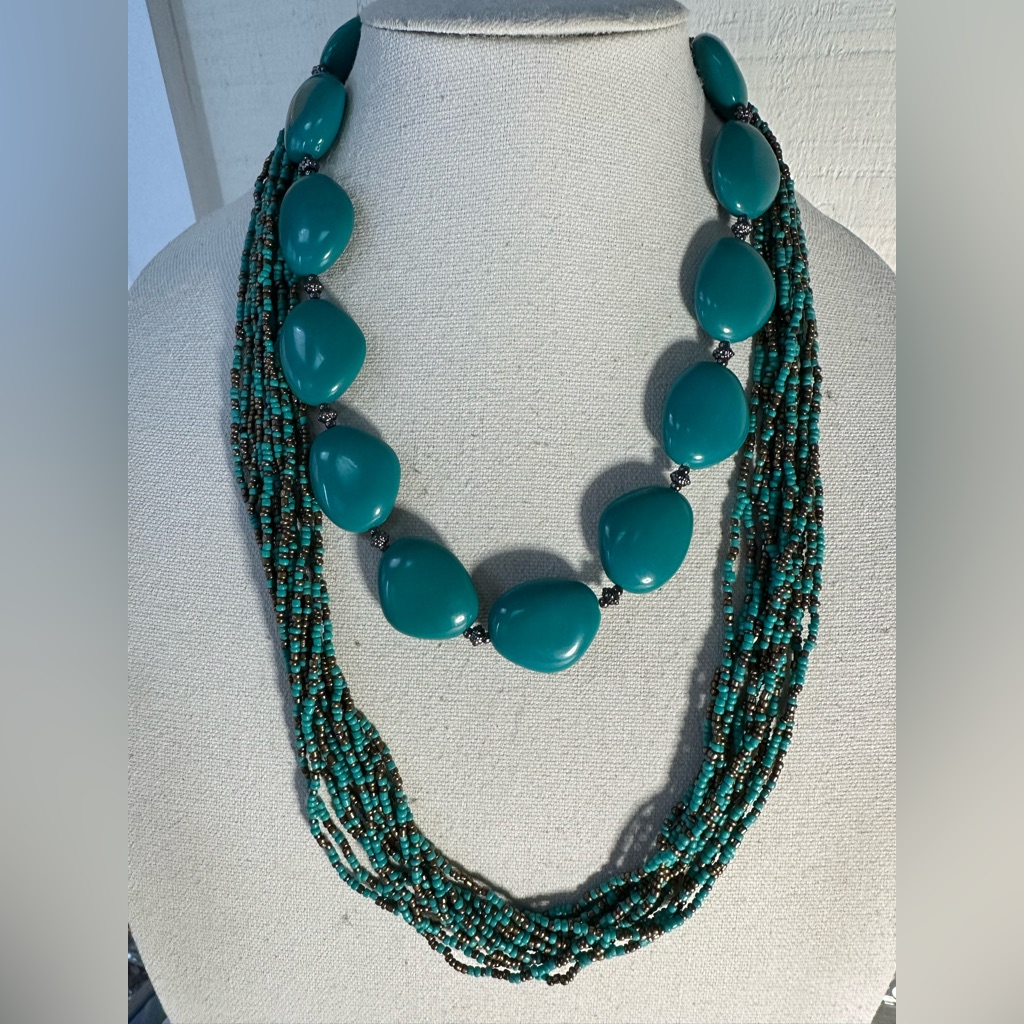 Two Older Turquoise Color Statement Necklaces